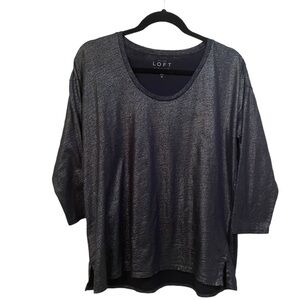 Loft woman’s deep blue shimmery fabric top, vintage soft line, size medium